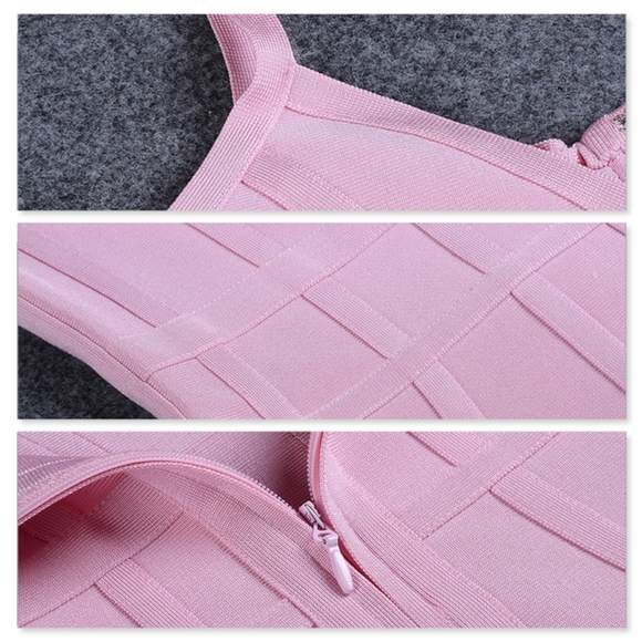 Bandage V-Neck Midi Mermaid Dress in Lilac Pink - Picture 7 of 12